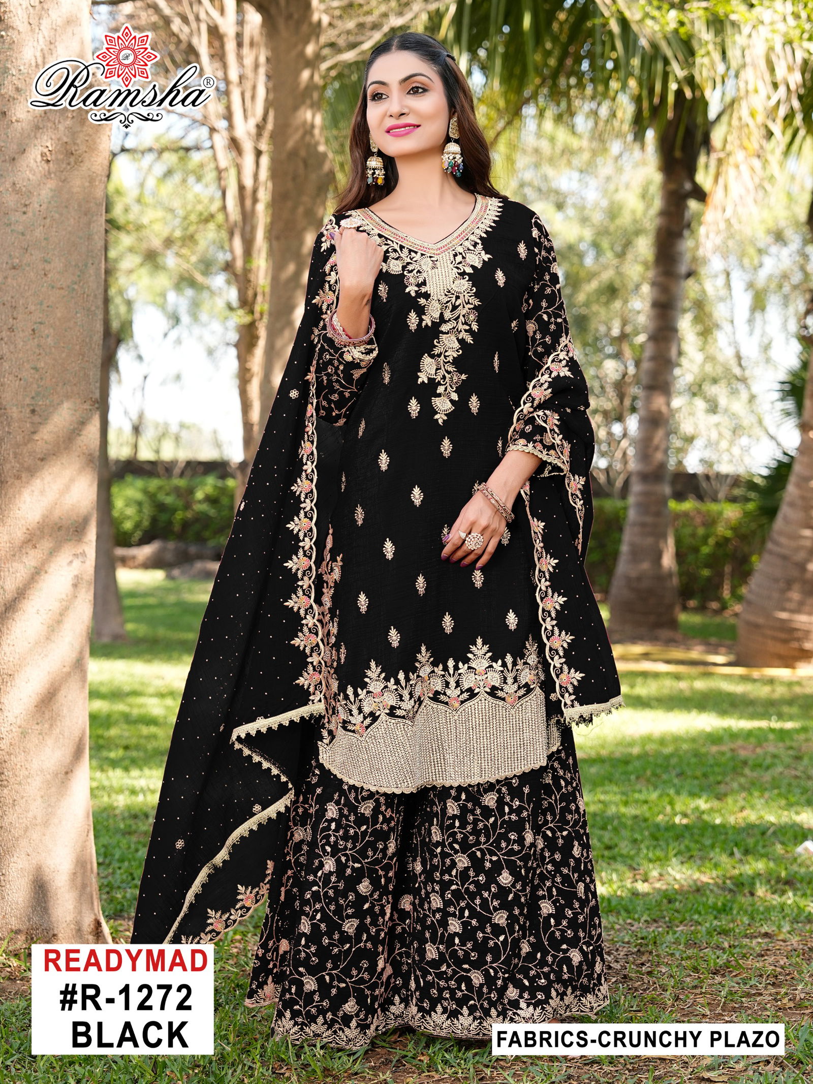 R 1272 Nx By Ramsha Crunchy Pakistani Readymade Suits Exporters In India